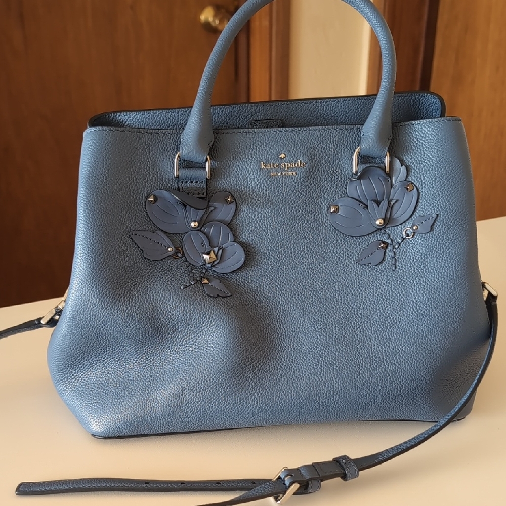 Kate Spade Blue Satchel with Floral Design